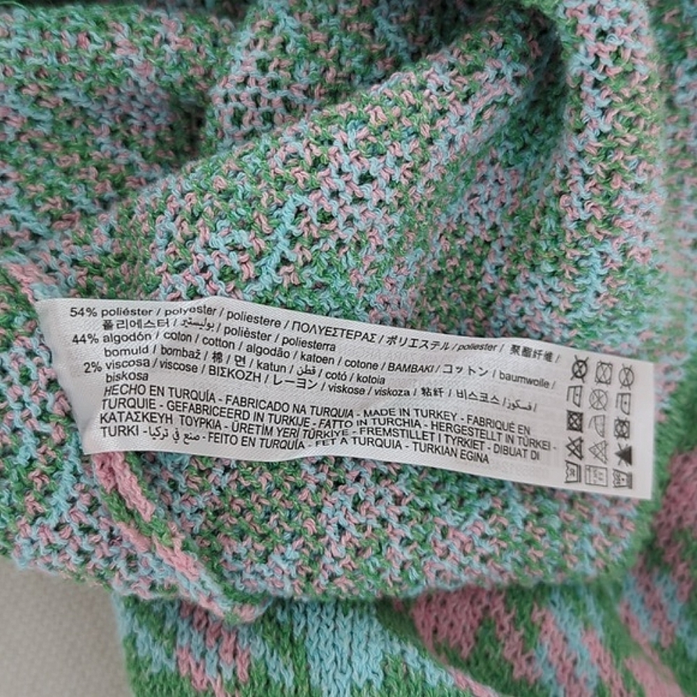 ZARA Houndstooth Knit Crop Cardigan & Skirt Set 2 pc S pink green mini skirt - Picture 7 of 13